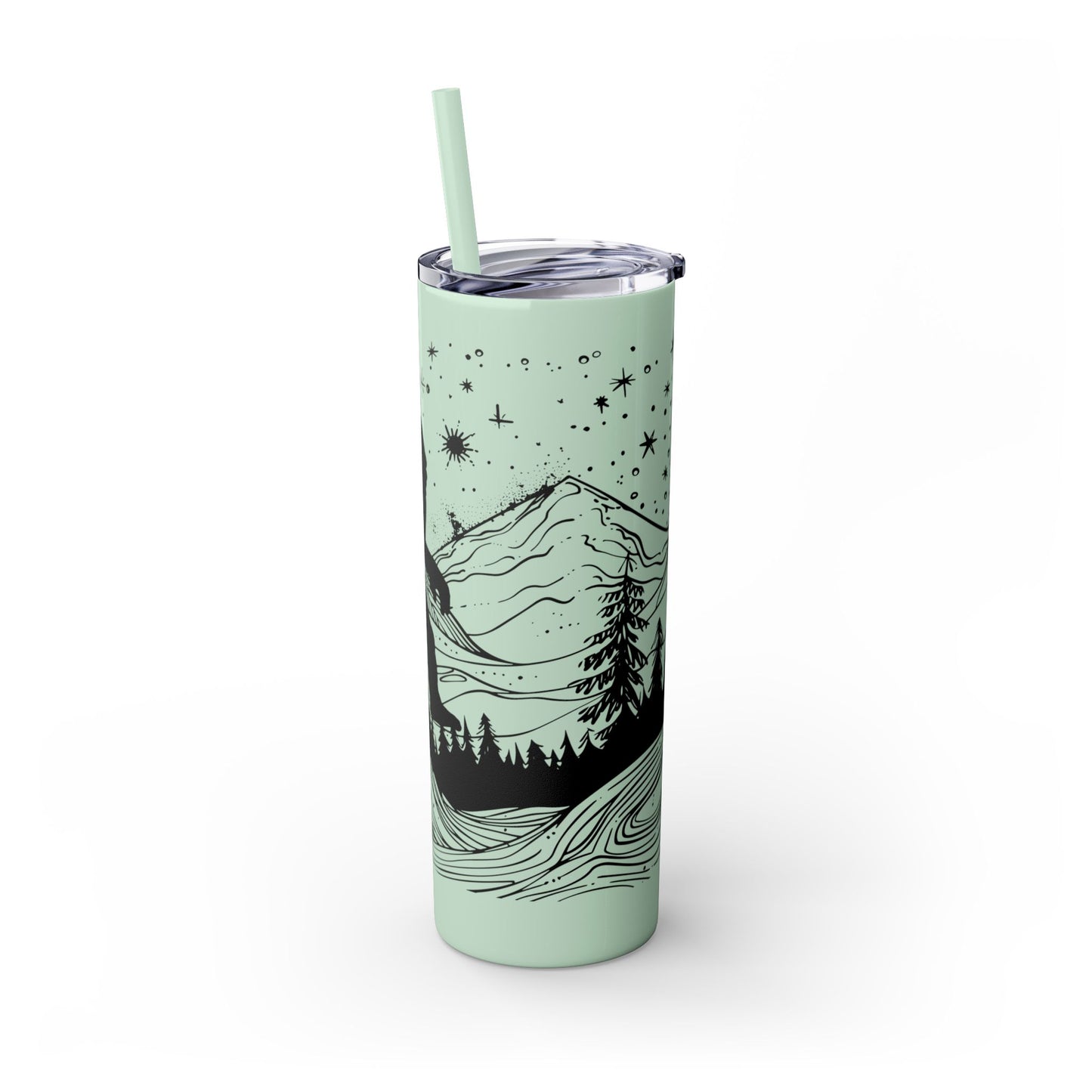 Sasquatch Sipper Skinny Tumbler with Straw