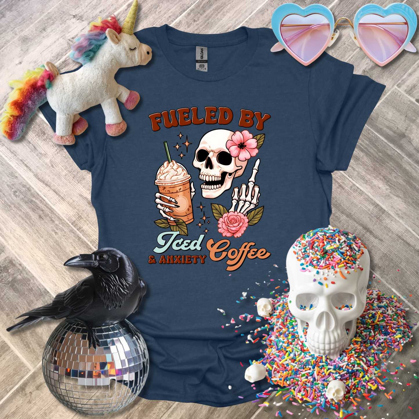 Fueled by Iced Coffee and Anxiety T-Shirt