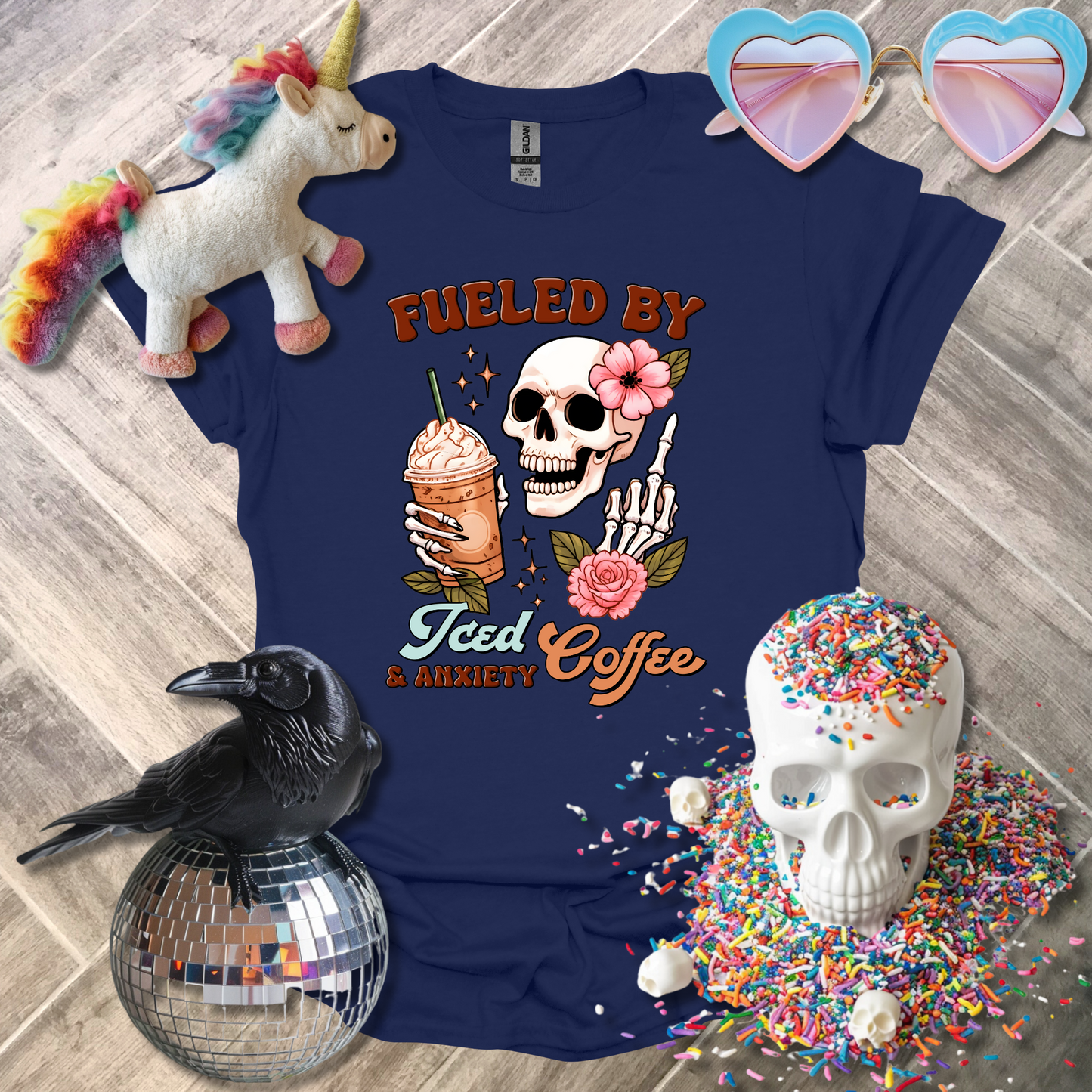 Fueled by Iced Coffee and Anxiety T-Shirt