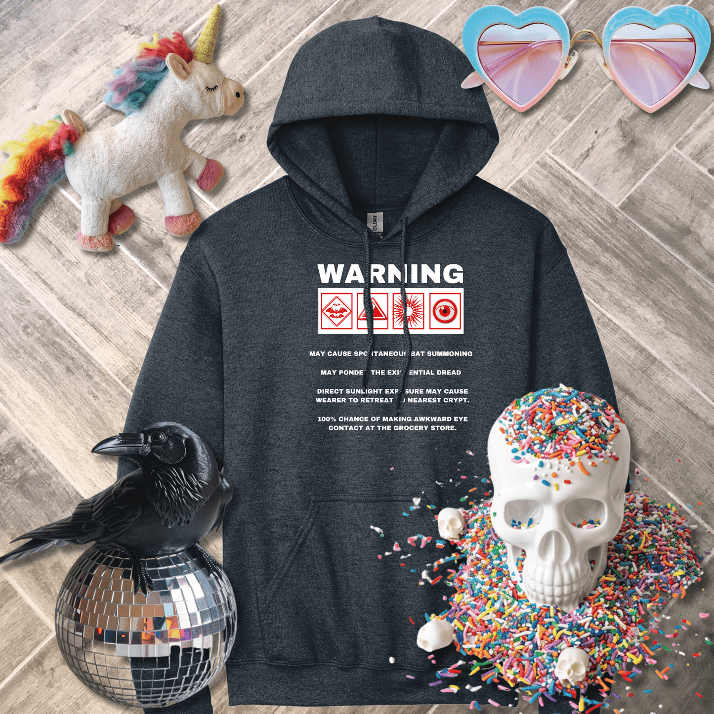 Sadist Ink Hoodie Dark Heather / S Warning Hoodie