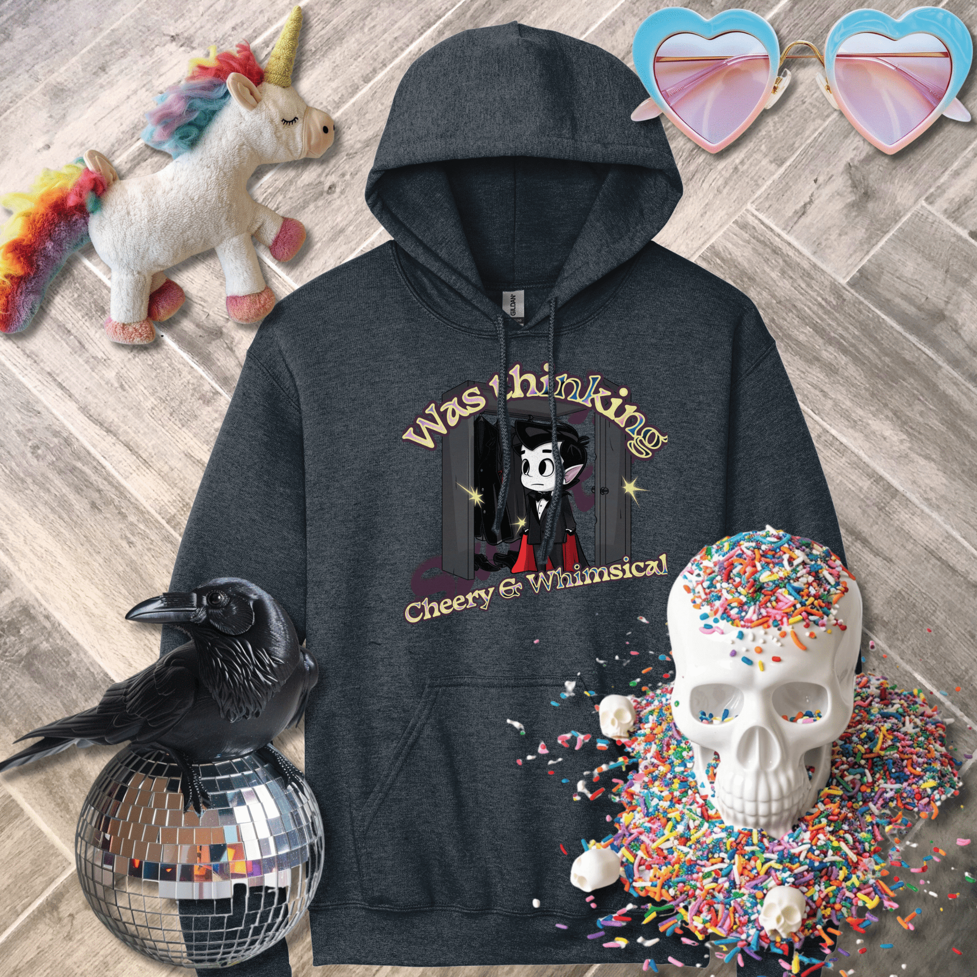 Sadist Ink Hoodie Dark Heather / S Was Thinking Cheery and Whimsical Hoodie