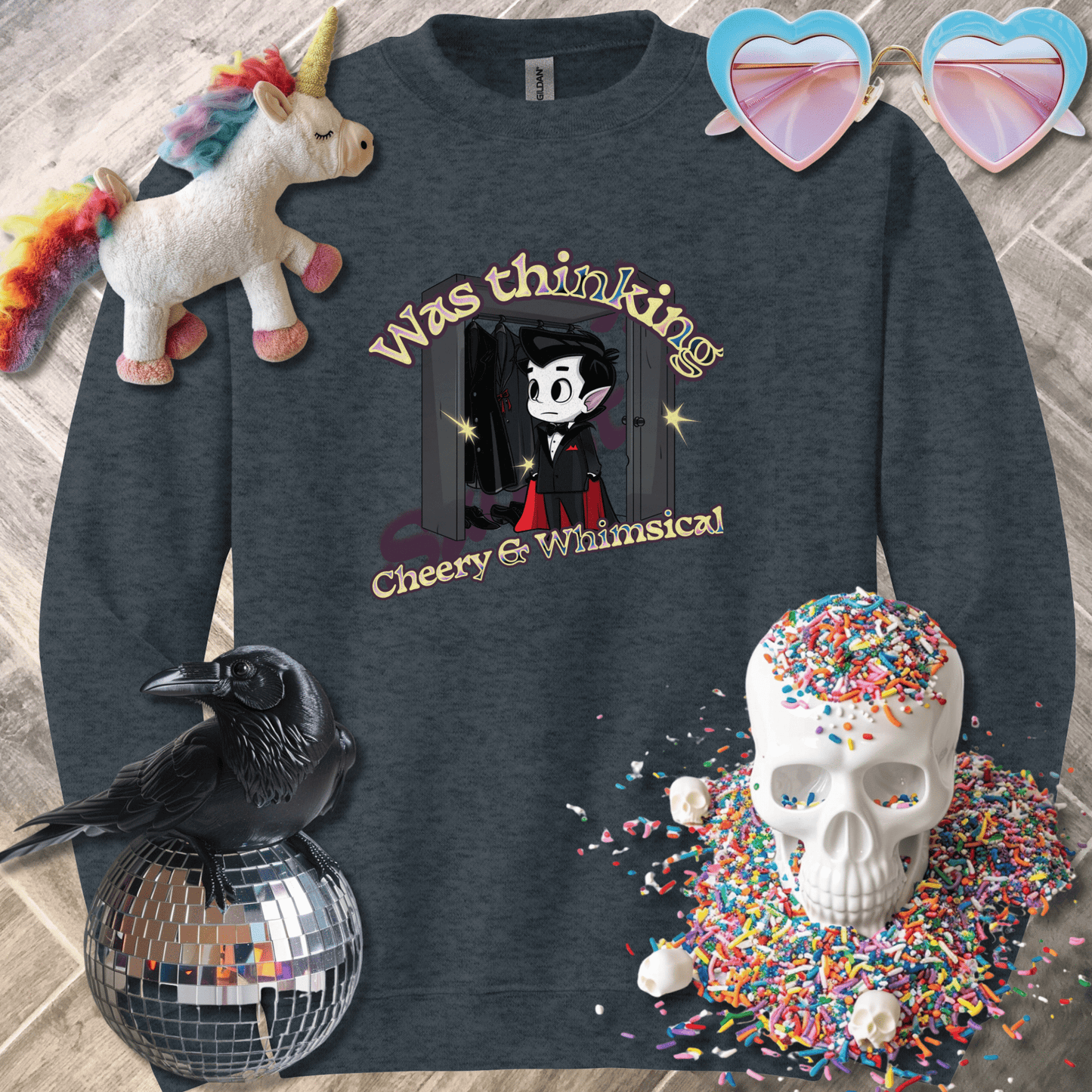 Sadist Ink Sweatshirt S / Dark Heather Was Thinking Cheery and Whimsical Sweatshirt