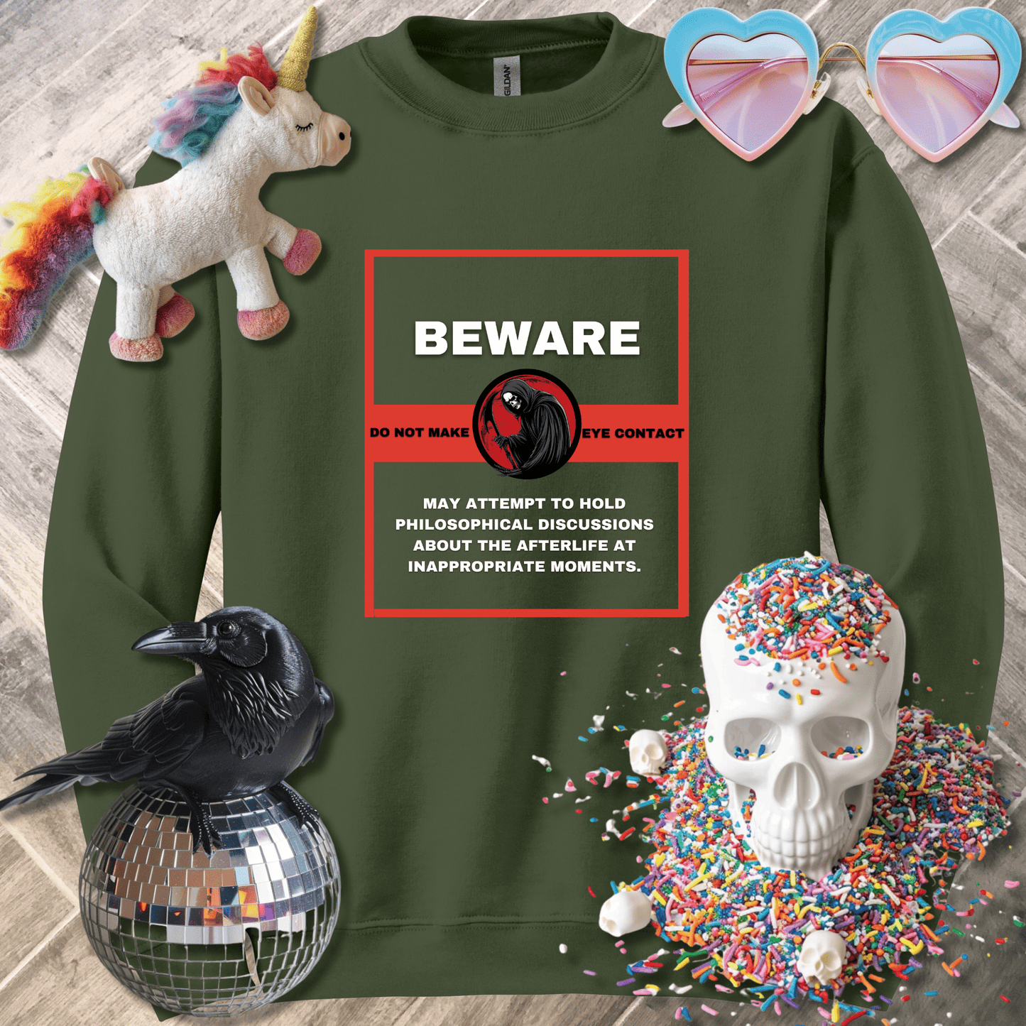 Sadist Ink Sweatshirt S / Military Green Beware Sweatshirt