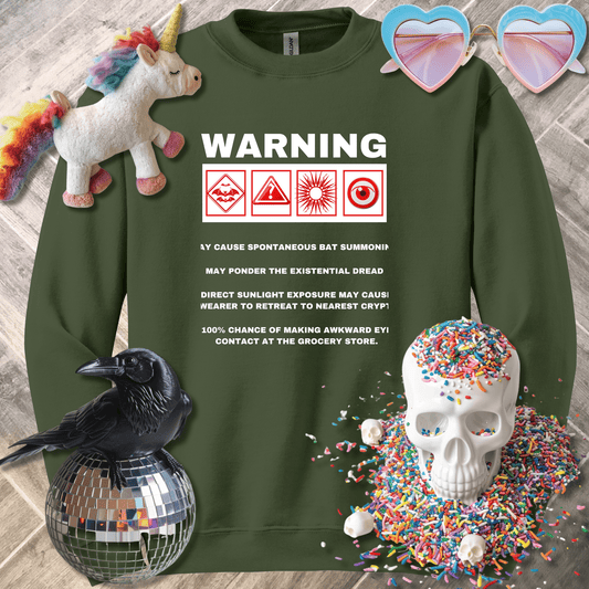 Sadist Ink Sweatshirt S / Military Green Warning Sweatshirt