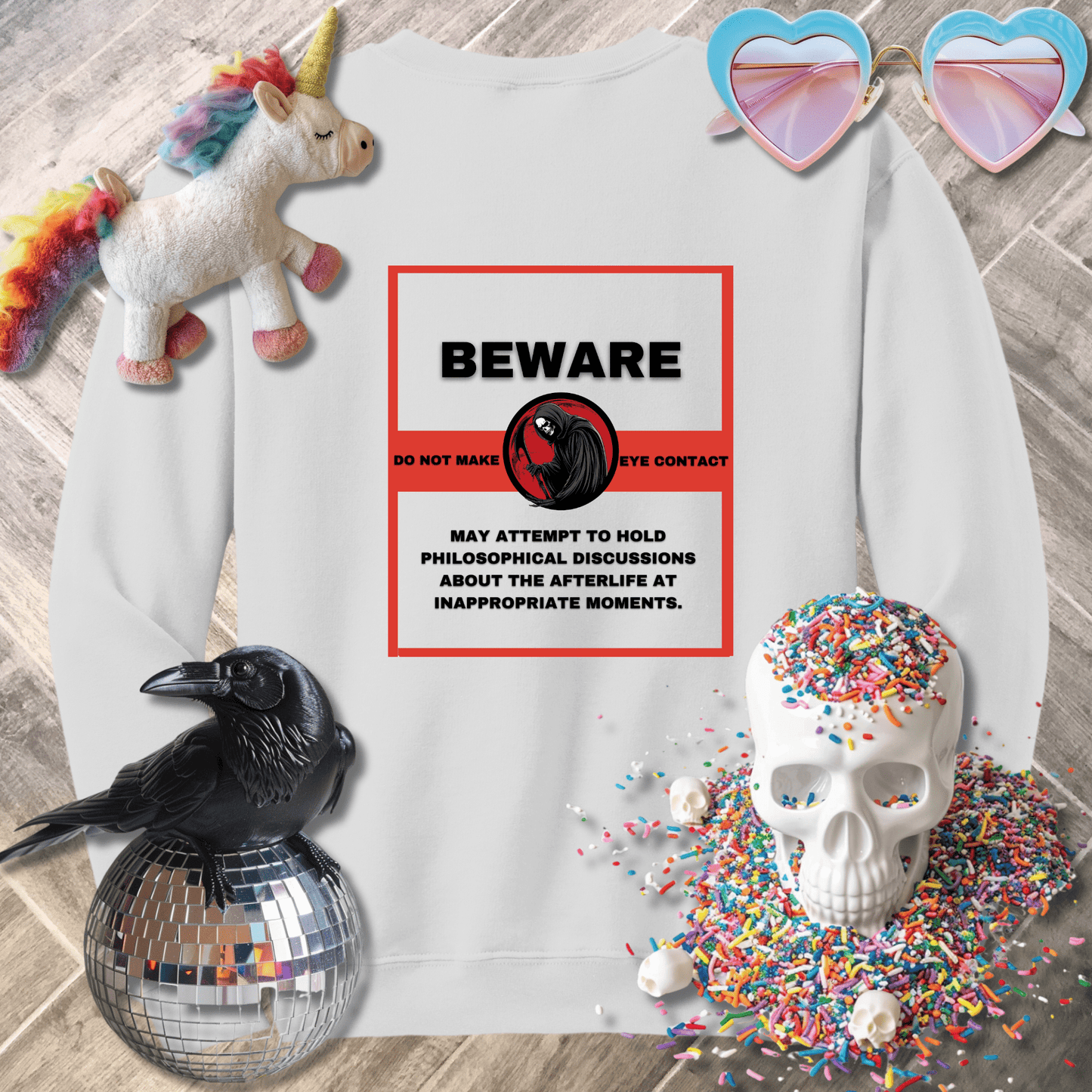 Sadist Ink Sweatshirt S / White Beware Sweatshirt