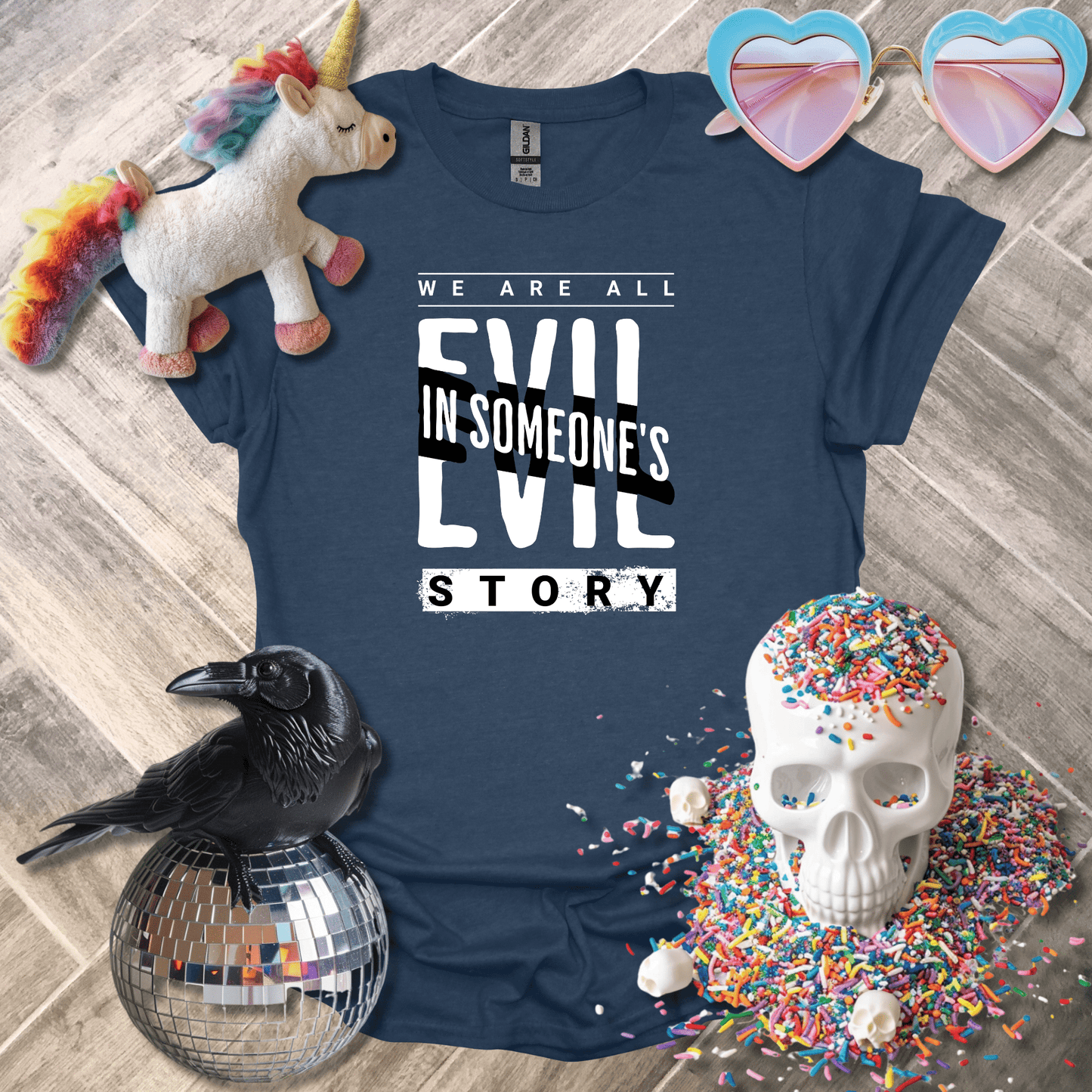 Sadist Ink T-Shirt Heather Navy / S We Are All Evil in Someone Else's Story T-Shirt